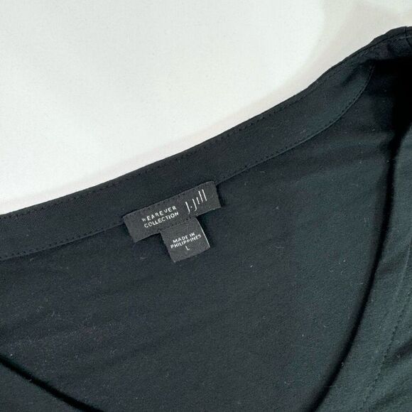 J. Jill Wearever Collection Dress Womens Large Black Solid 3/4 Sleeve Shift Midi - Picture 2 of 10